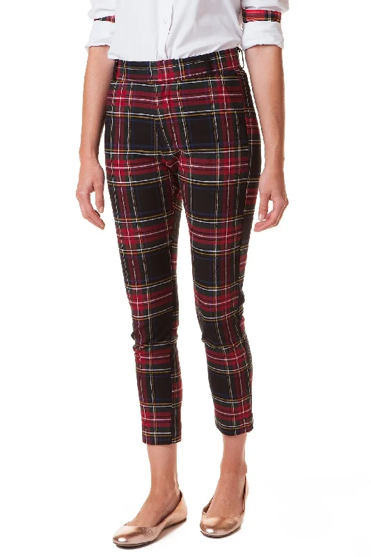 Ankle Capri Stretch Twill Black Stewart Plaid