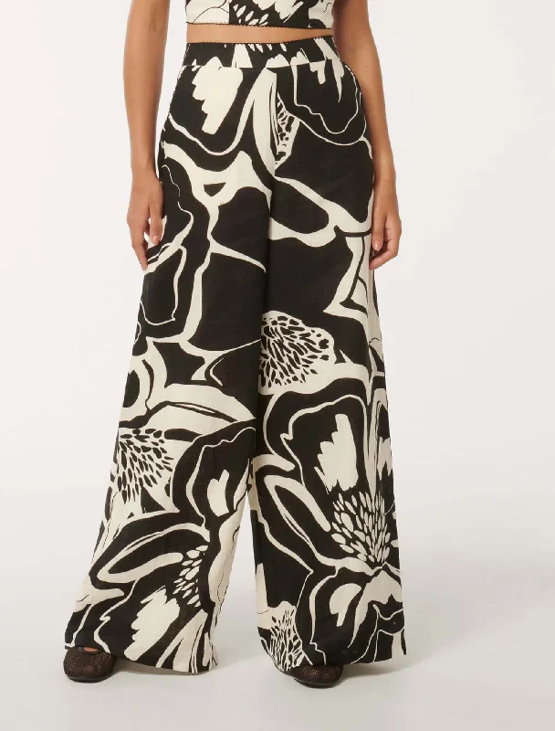 Ebony Linen Wide Leg Pants