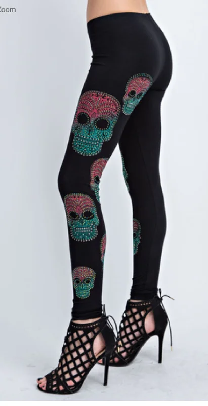 Embellished Ombré Skull Leggings