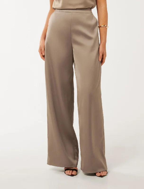 Emila Satin Wide Leg Pants