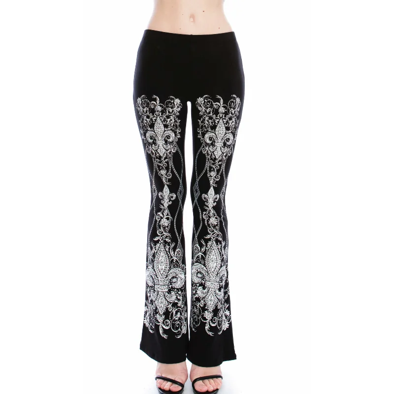 Vocal Fleur De Lis Rhinestone Pants