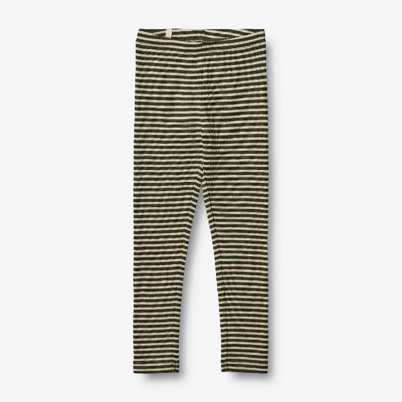 Wool Leggings - green stripe