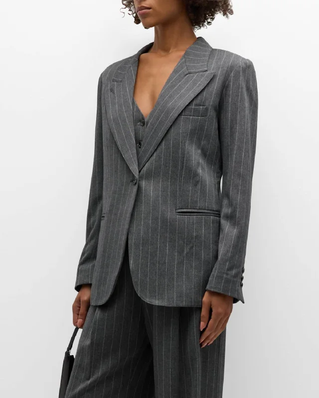 90's Blazer In Grey Pinstripe