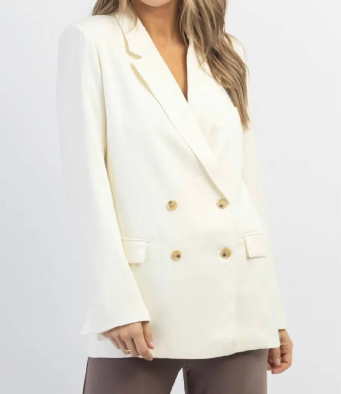 Day Date Double Breasted Blazer In Cream