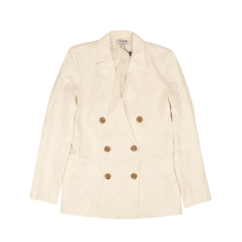 Eggshell White Double-Breasted Blazer