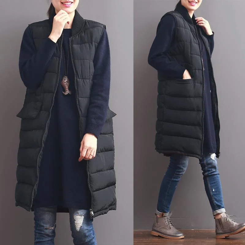 winter black oversized down jacket vest