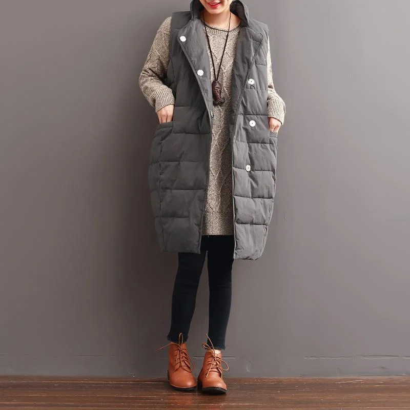 winter dark gray warm lace down jackets coats