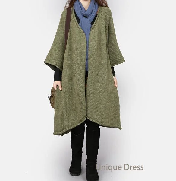 Arm green knit sweaters women coat sweater long cardigans