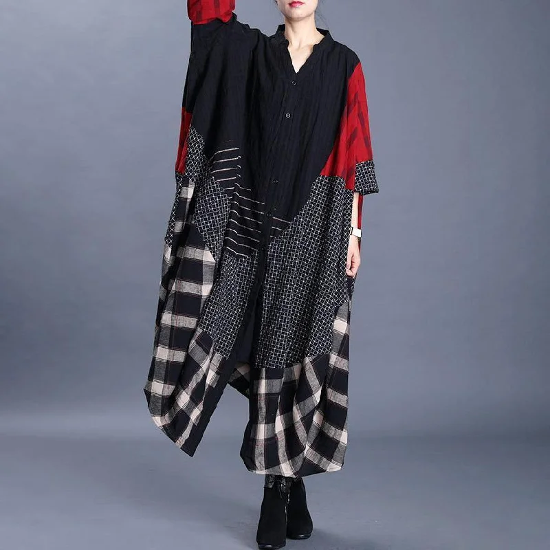 Asymmetrical Stitching V-neck Loose Trench Coat Plus size