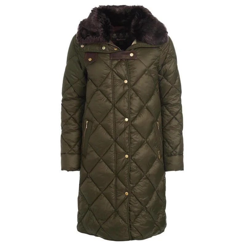 Barbour Ballater Ladies Quilted Coat - Sage/Dark Brown