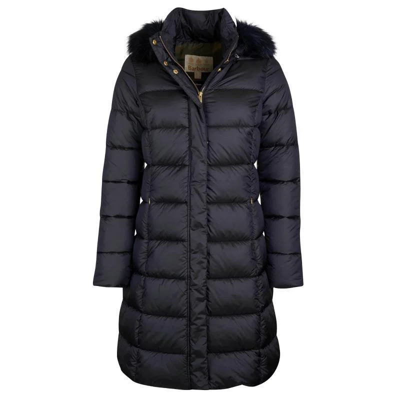 Barbour Crinan Ladies Quilted Coat - Dark Navy/Hawthorn Tartan