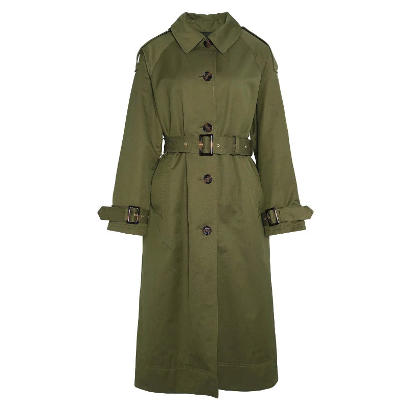 Barbour Marie Ladies Showerproof Trench - Dark Moss/Ancient Loden Tartan