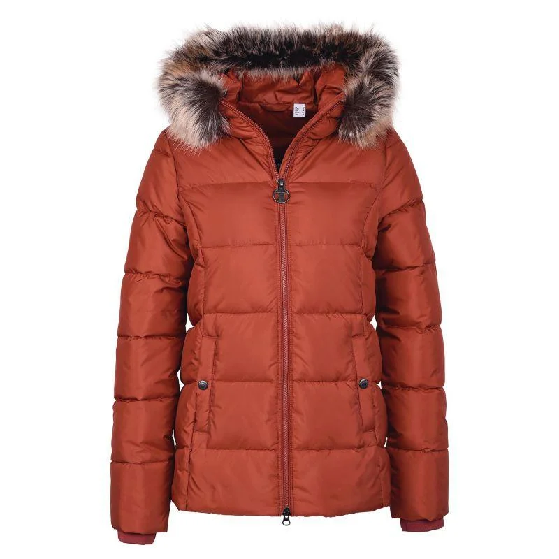 Barbour Midhurst Ladies Quilted Faux Fur Hood Jacket - Burnt Henna