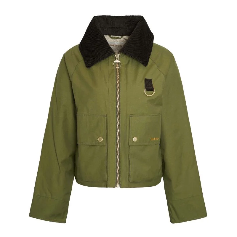 Barbour Nora Casual Ladies Jacket - Dark Moss/Light Sand/Dark Moss