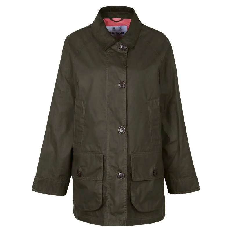 Barbour Salt Ladies Wax Jacket - Archive Olive/Pink Punch