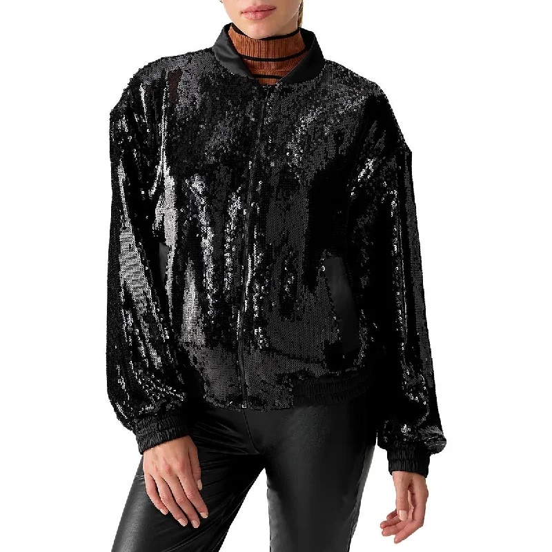 Sloan Womens Sequined Lightweight Bomber Jacket