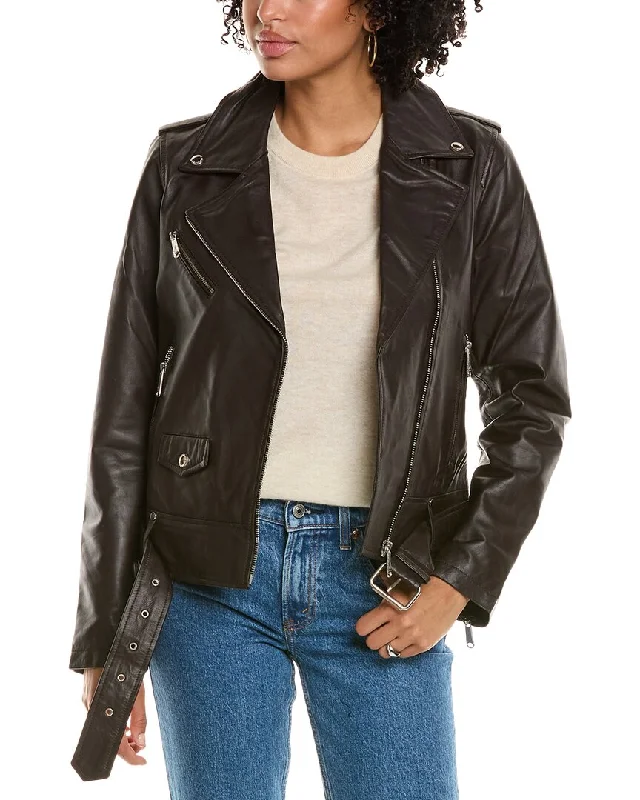 Sam Edelman Belted Leather Moto Jacket