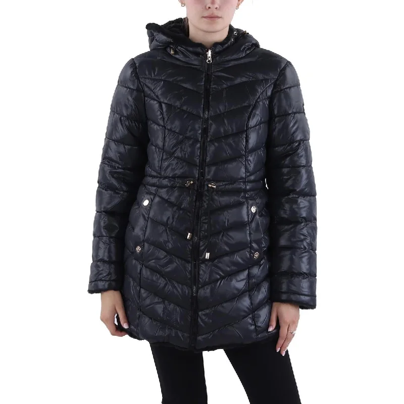 Womens Insulated Faux Fur Lined Puffer Jacket