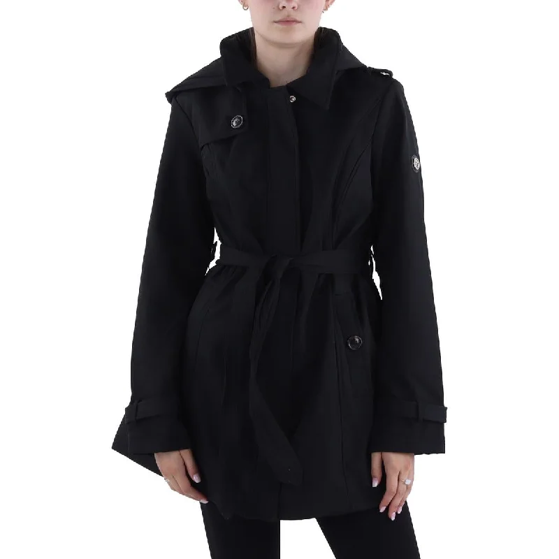 Womens Belted Hooded Soft Shell Jacket