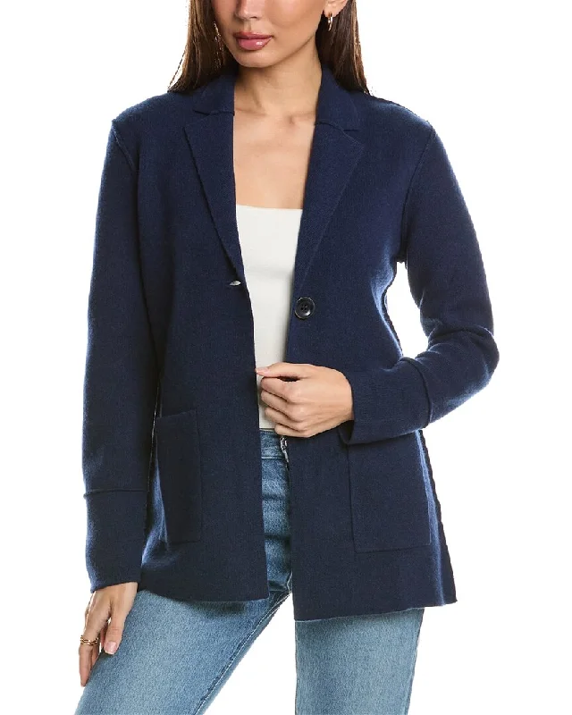 Forte Cashmere Notch Collar Cashmere Cardigan Blazer