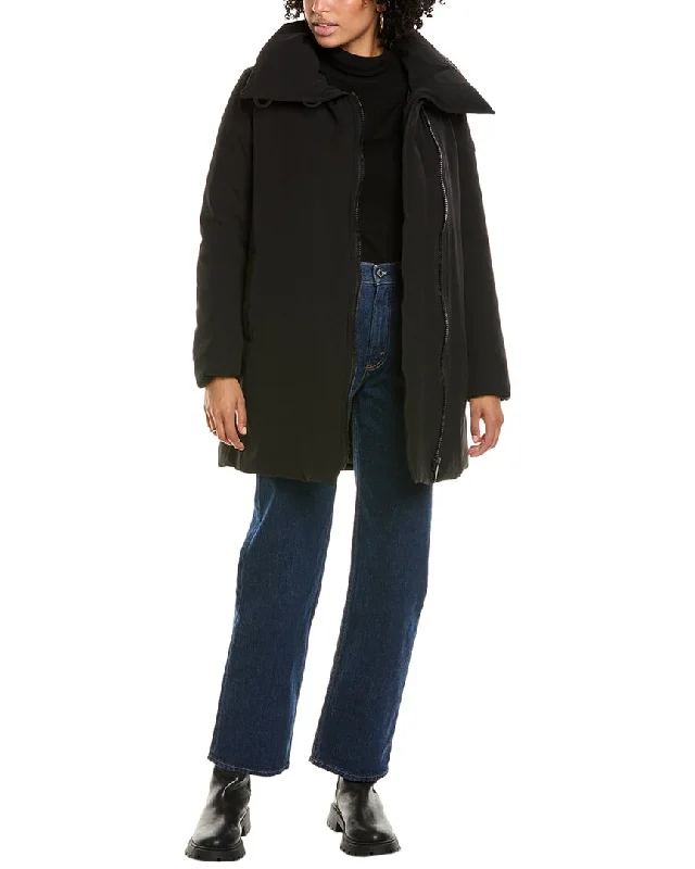 Sam Edelman Asymmetrical Wing Collar Puffer Coat