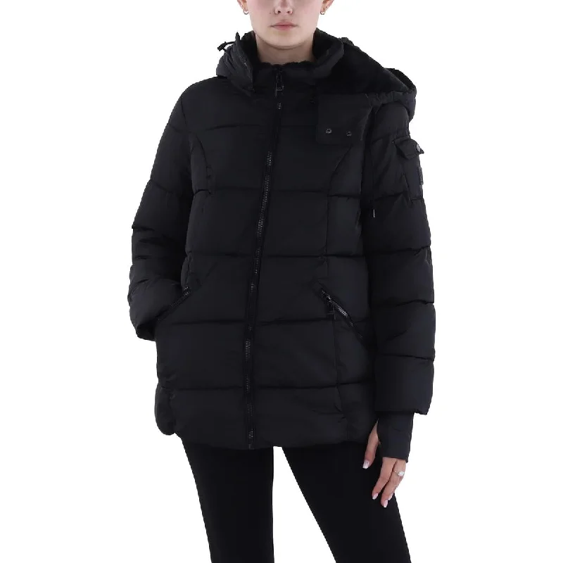 Womens Faux Fur Lined Quilted Puffer Jacket