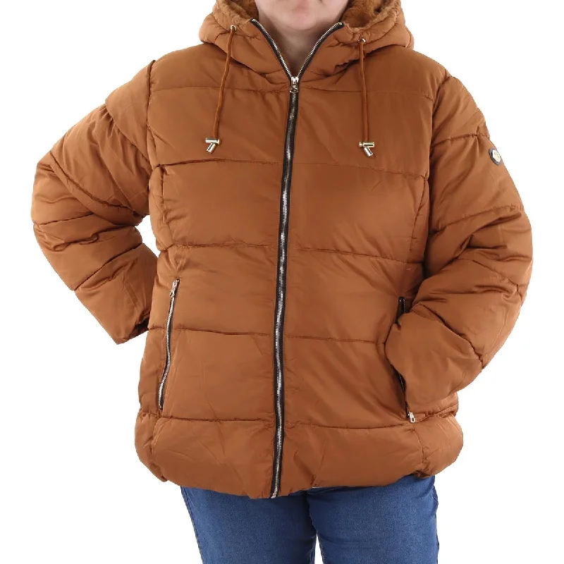 Plus Womens Insulated Faux Fur Lined Puffer Jacket