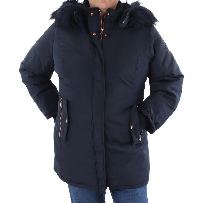 Plus Womens Insulated Faux Fur Hood Anorak Jacket