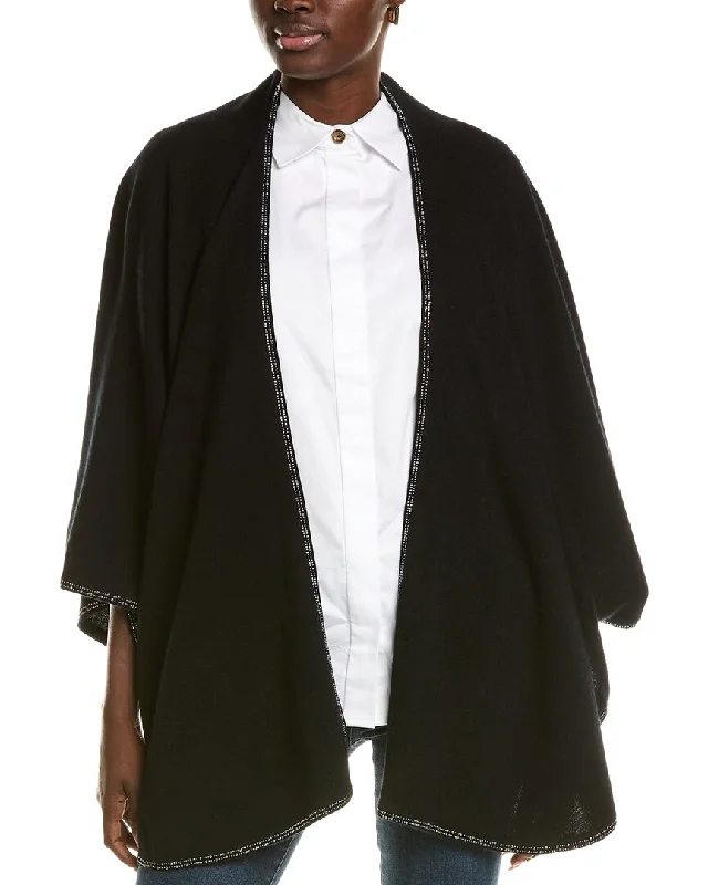 Sofiacashmere Rhinestone Trim Cashmere Cape