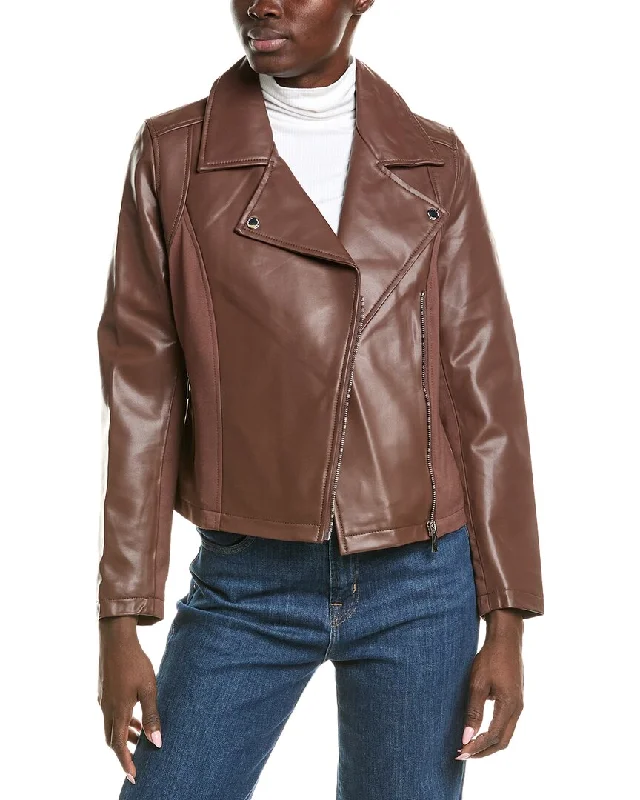 Nicole Miller Leather Moto Jacket