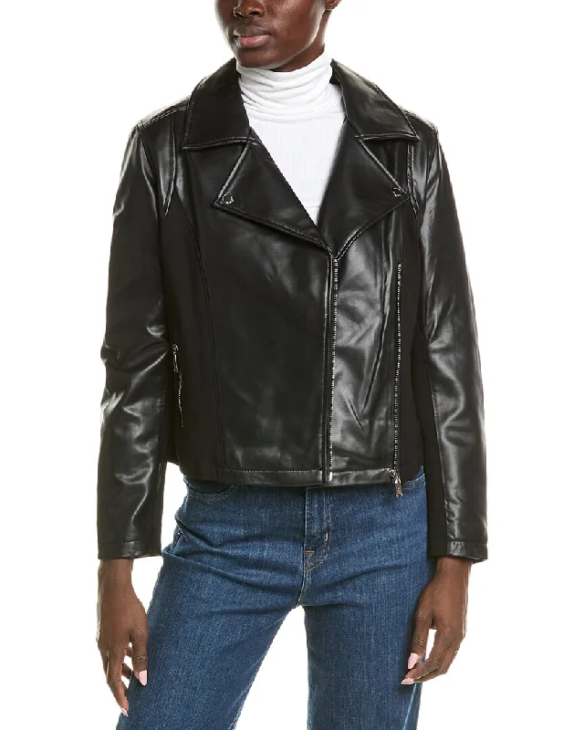 Nicole Miller Leather Moto Jacket