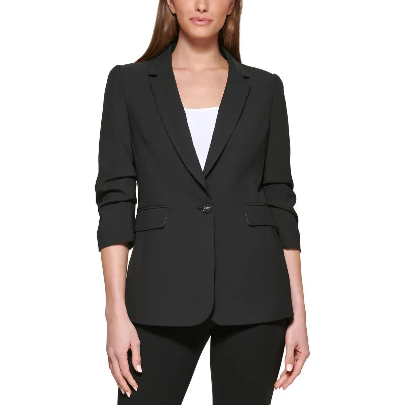 Petites Madison Womens Solid Polyester One-Button Blazer