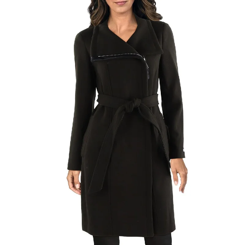 Womens Asymmetric Midi Wool Coat