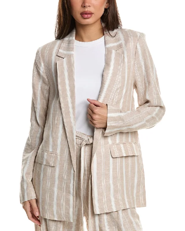 Bcbg New York Yarn-Dye Stripe Linen-Blend Blazer