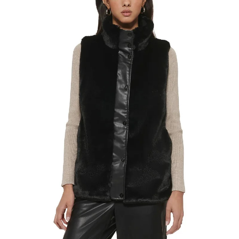 Womens Faux Fur Quilted Outerwear Vest