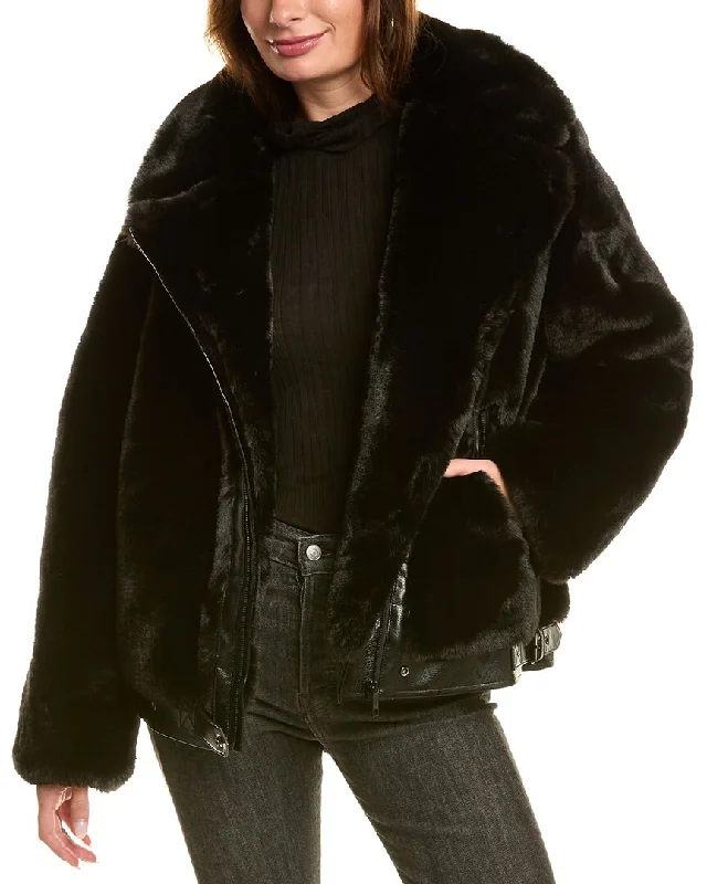 The Kooples Asymmetrical Plush Coat