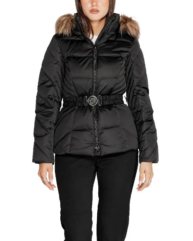 Guess  Women's Belted Puffer Jacket with Faux Fur Hood