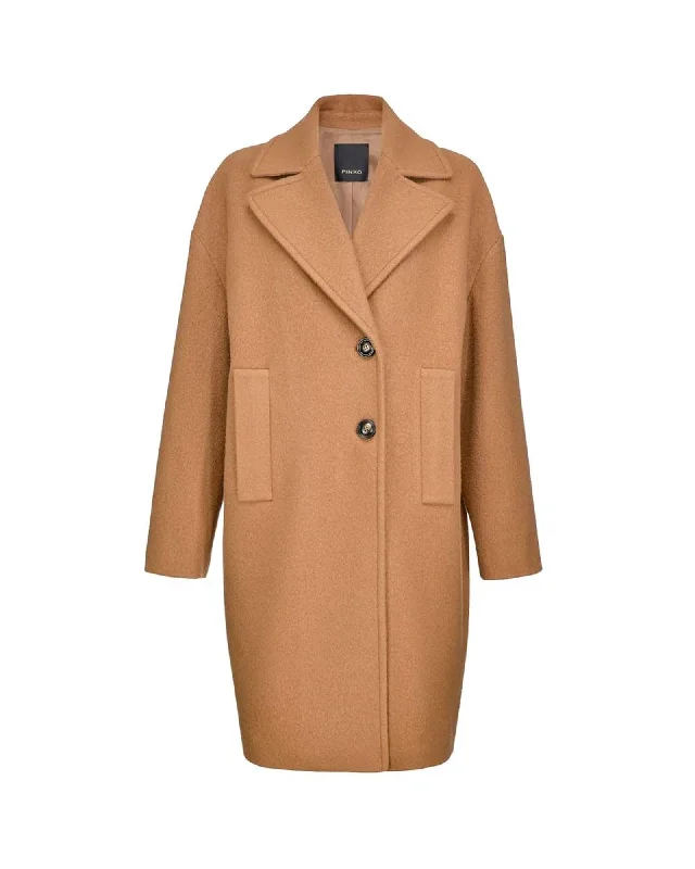 PINKO  Oversized Wool Coat - Camel