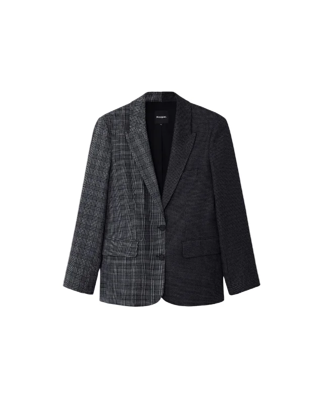 Desigual  Women's Two-Tone Checkered and Houndstooth Blazer