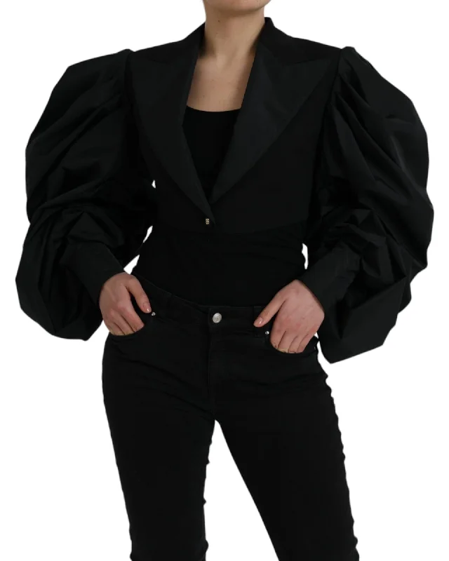 Dolce & Gabbana Polyester Puffed Sleeves Cropped Jacket