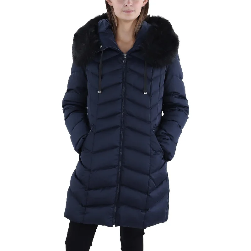 Womens Insulated Faux Fur Trim Puffer Jacket