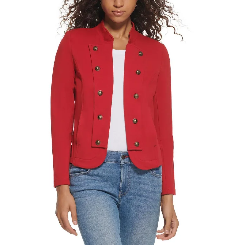 Womens Open Front Military Double-Breasted Blazer