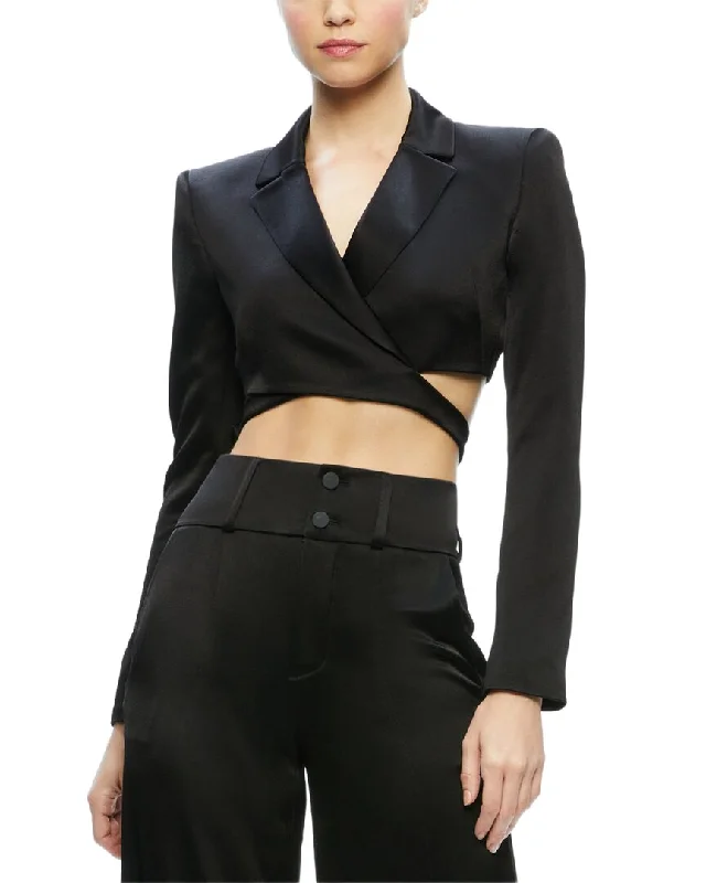 Alice + Olivia Leone Cropped Cutaway Wrap Blazer