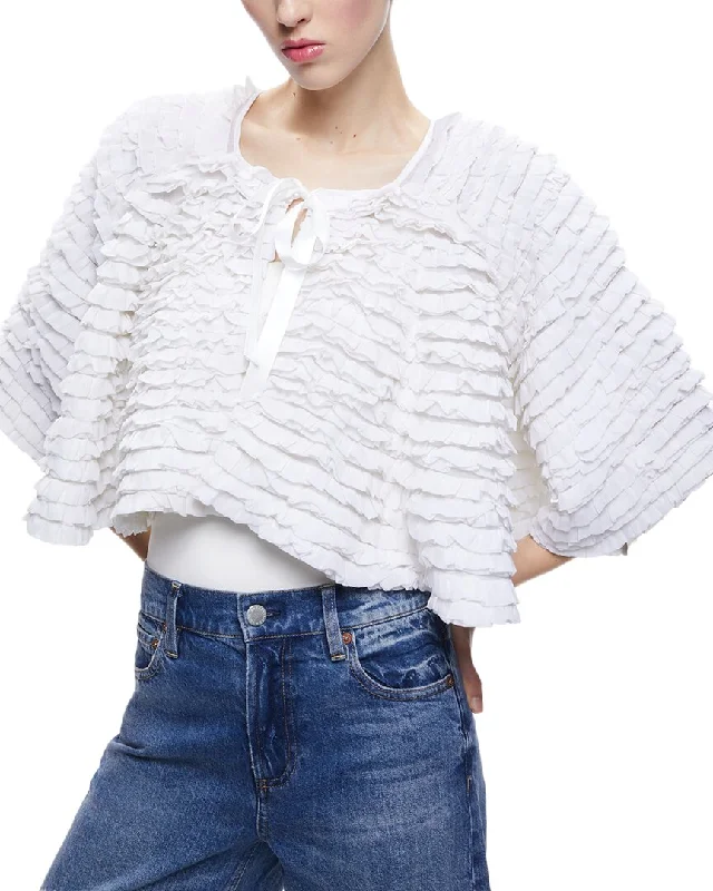 Alice + Olivia Loree Ruffle Crop Jacket