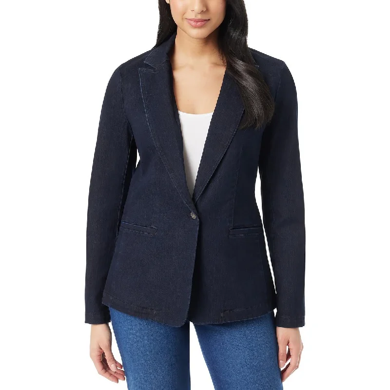 Womens Denim Stretch One-Button Blazer