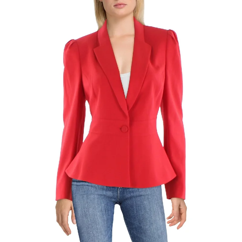 Womens Crepe Seamed One-Button Blazer