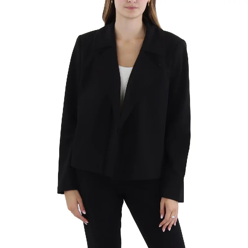 Womens Cropped Business Open-Front Blazer