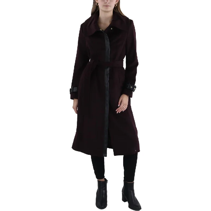 Womens Wool Blend Mixed Media Wool Coat