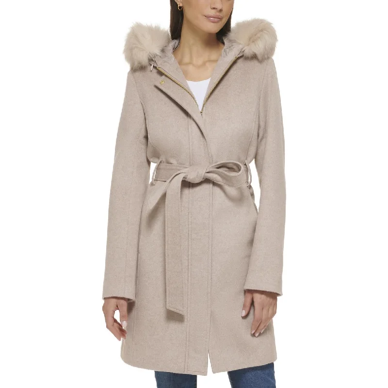 Womens Wool Blend Belted Wool Coat