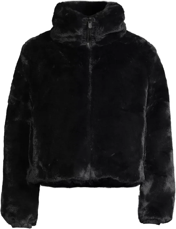 Save the Duck Women's Jeon Faux Fur Jacket, Black, 1